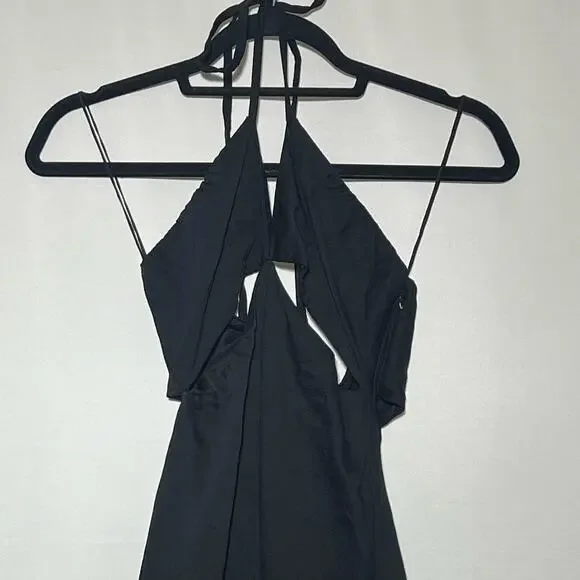 Marina Moscone RTR Shipwrecked Cutaway Dress Black Women Size 6 Virgin Wool Silk - Picture 5 of 12